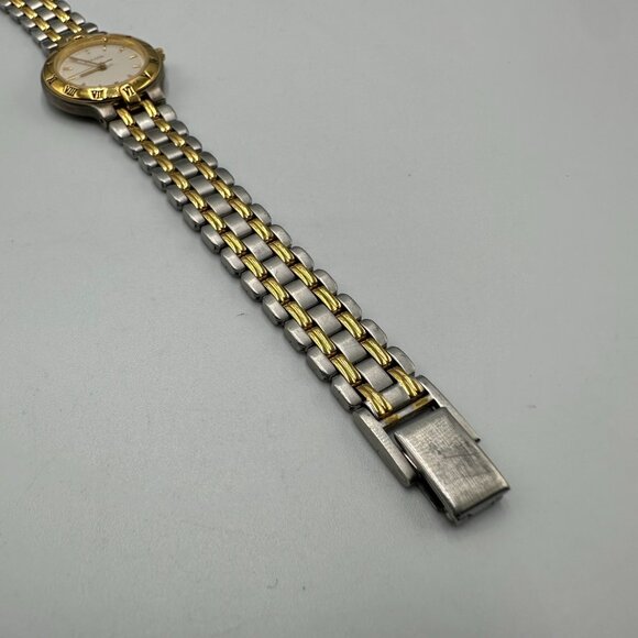 Bulova Watch Women Silver Gold Two Tone Beige Dial 24MM New Battery 7.25" - Picture 4 of 15